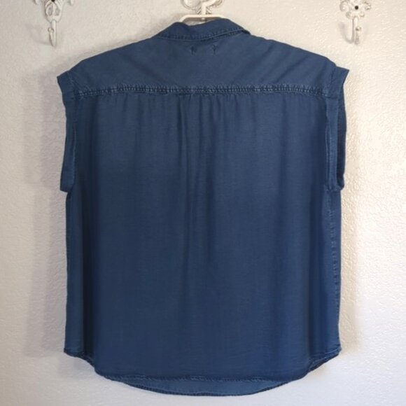 Jessica Simpson 1X Isabelle Shirt Dark Blue Lace Up Pockets Short Sleeves - Picture 6 of 8